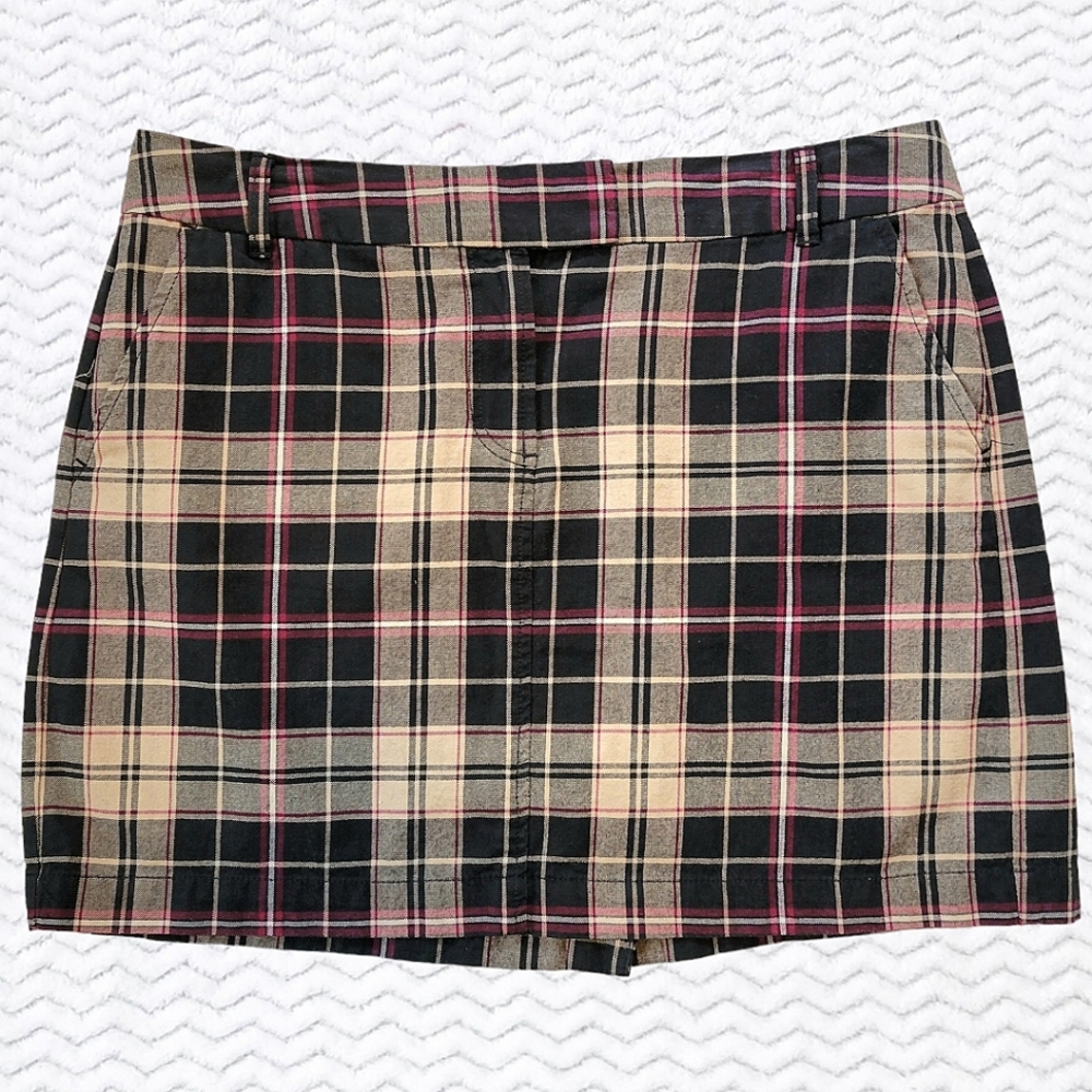 Tommy Hilfiger Plaid Skirt - Black/Tan/Burgundy - 14